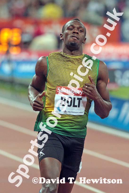 Usain Bolt, 100 metres,  2013 IAAF Diamond League, Sainsbury's Anniversary Games, Queen Elizabeth Olympic Park, London.